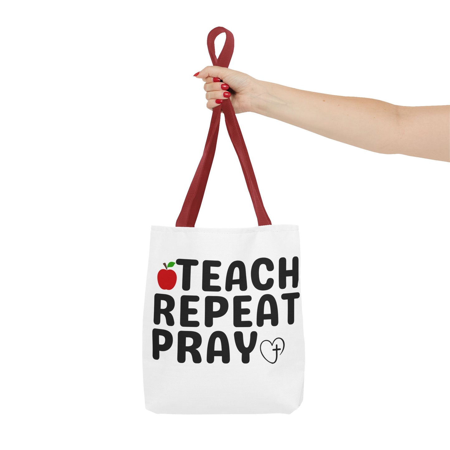 Teach Repeat Pray Tote Bag — Christian Teacher Gift Canvas Grocery Tote