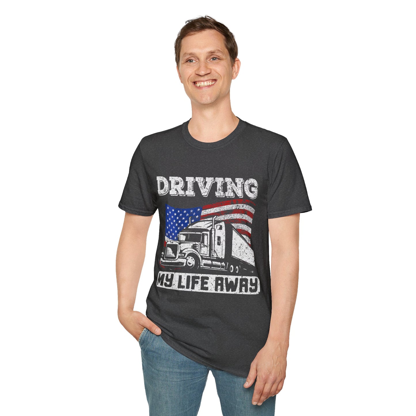 Trucker Life T-Shirt, Driving My Life Away Tee, Gift for Truck Drivers, Unisex Softstyle Shirt, Road Trip Apparel, Driving Enthusiast [...]