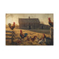 Rustic Morning Rooster Farm Matte Canvas Print