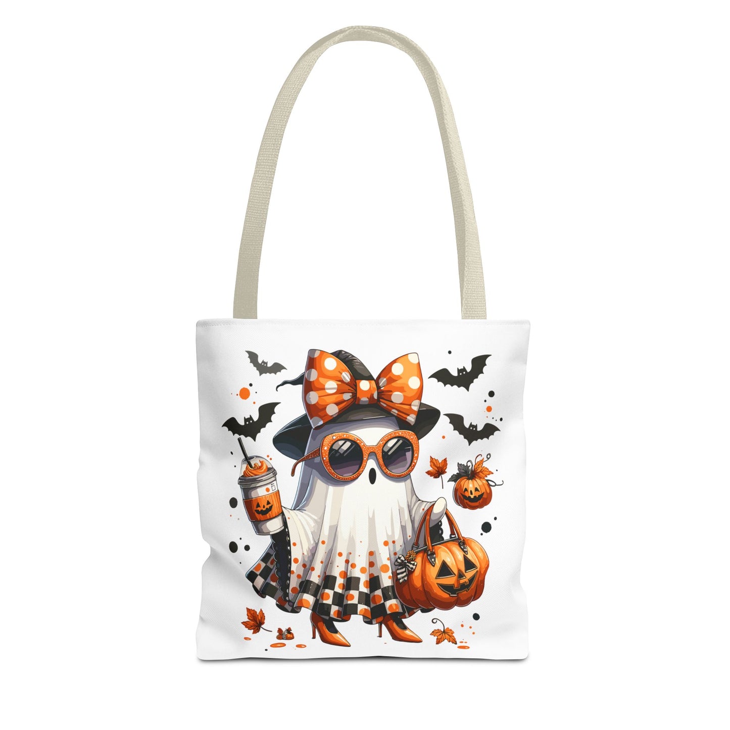 Whimsical Halloween Tote Bag, Spooky Ghost, Trick or Treat, Fall Accessories, Halloween Party Favor, Cute Autumn Decor