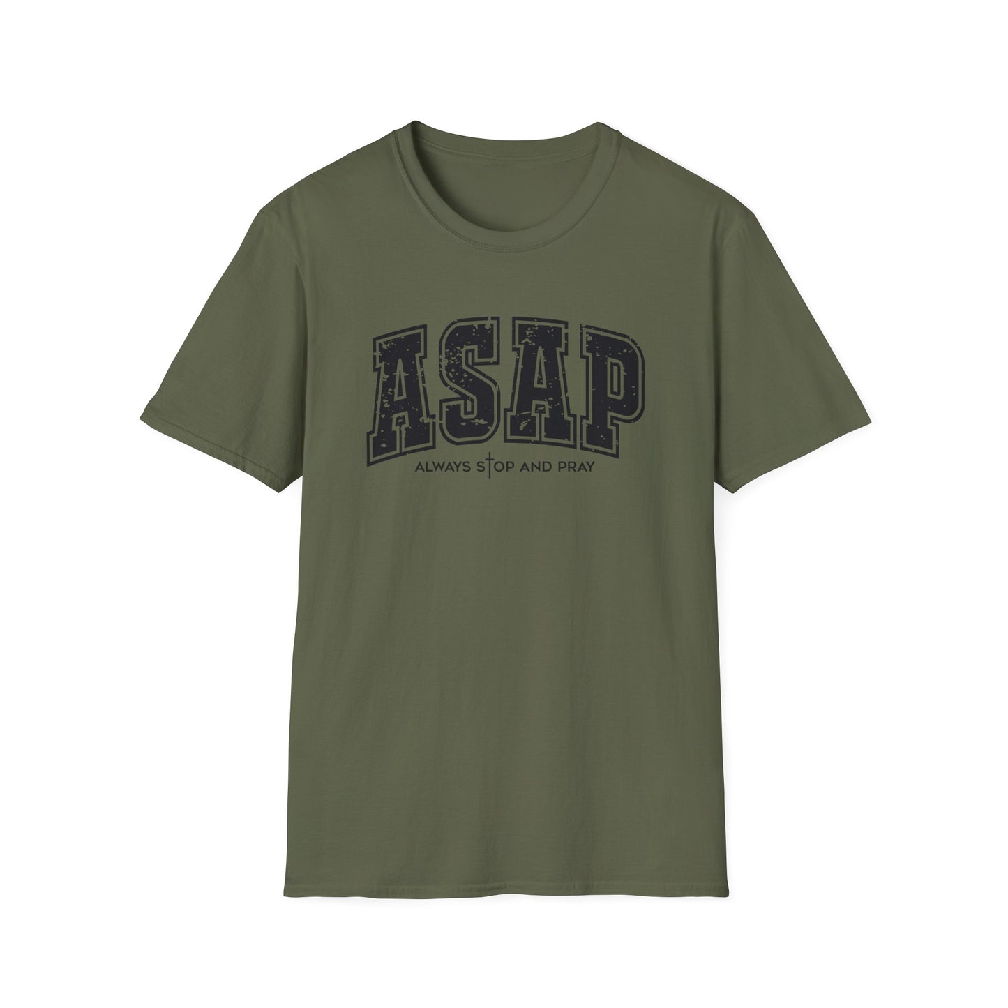 ASAP 'Always Stop And Pray' Graphic T-Shirt — Vintage Collegiate Lettering