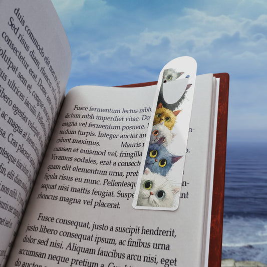 Cat Stack Bookmark — Cute Watercolor Kittens Metal Bookmark