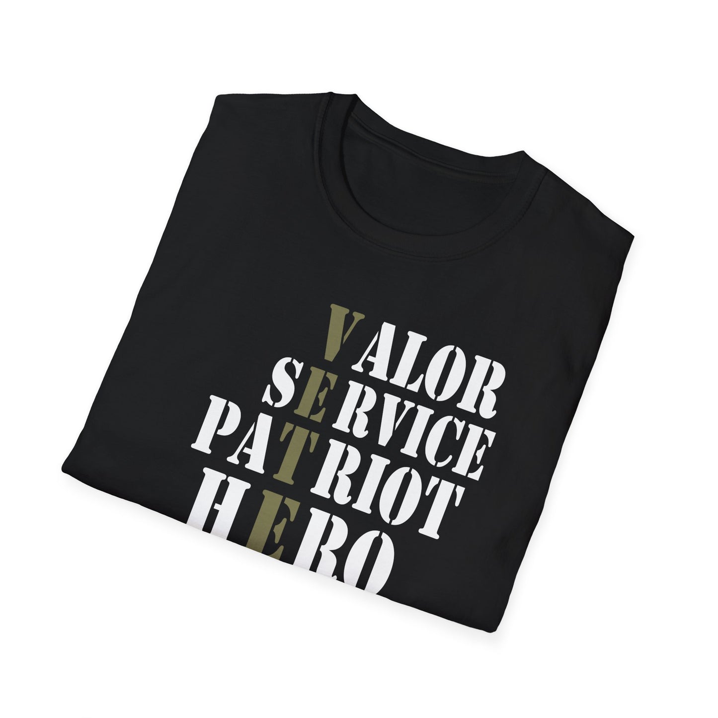 Unisex Softstyle T-Shirt - Valor, Service, Patriot, Hero Graphic Tee