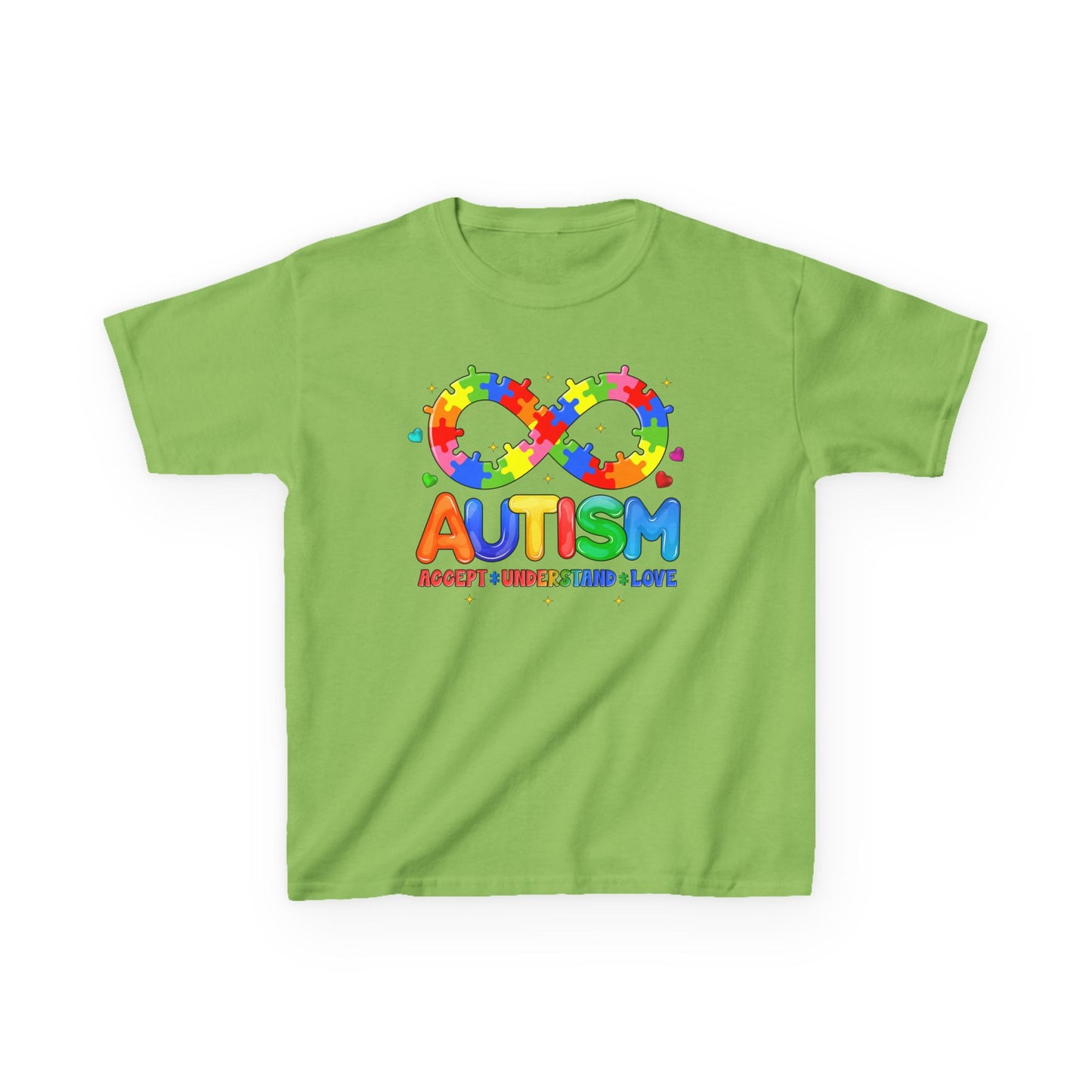 Colorful Autism Awareness Kids Tee, Bright Rainbow Tee, Support, Understand, Love, Gift for Autism Month, Kids Apparel