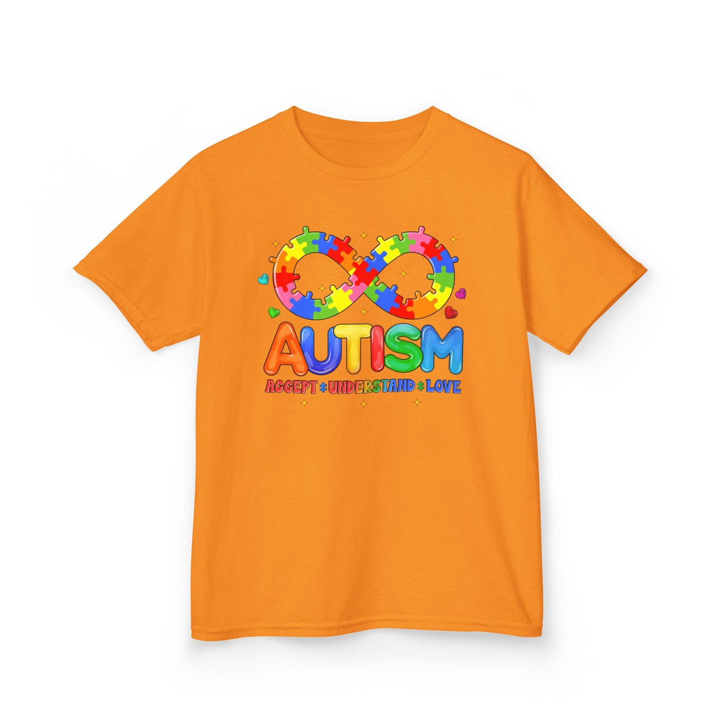 Colorful Autism Awareness Kids Tee, Bright Rainbow Tee, Support, Understand, Love, Gift for Autism Month, Kids Apparel