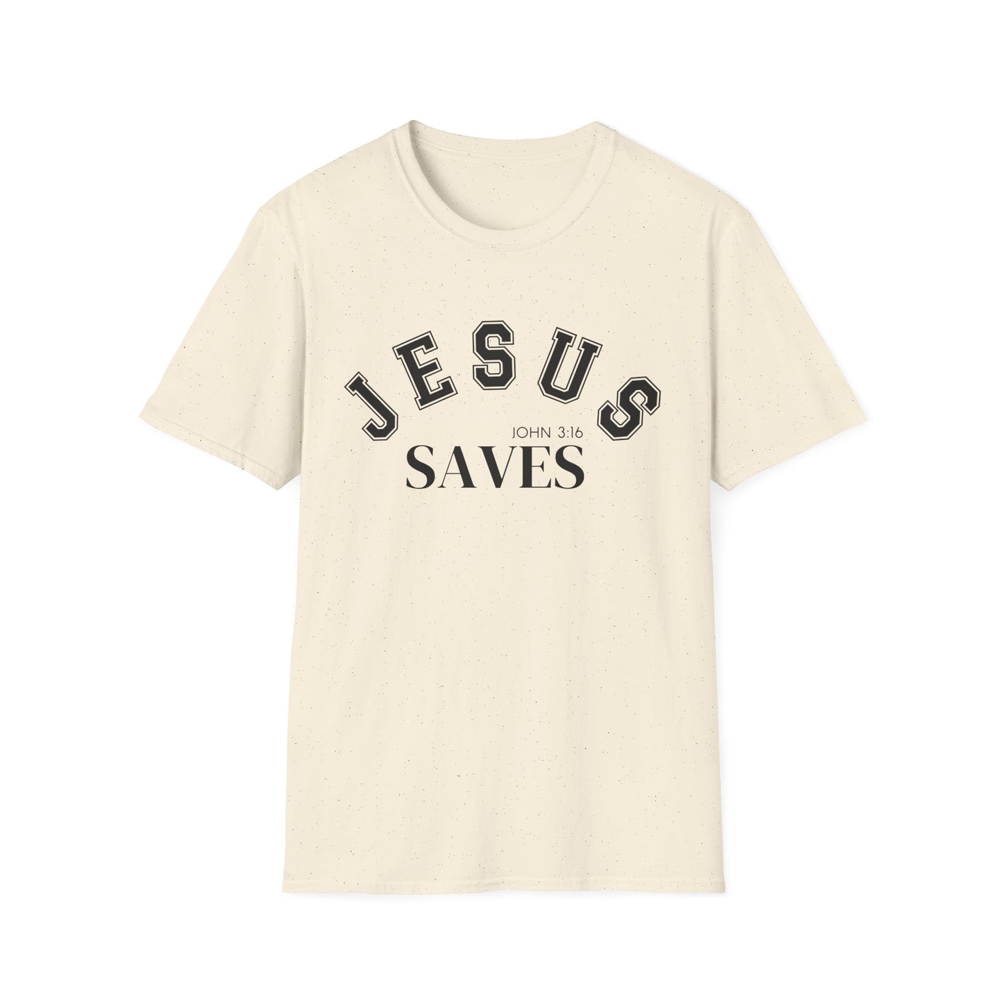 Jesus Saves Unisex Softstyle T-Shirt, Inspirational Graphic Tee, Christian Apparel, Faith-Based Gift, Casual Wear