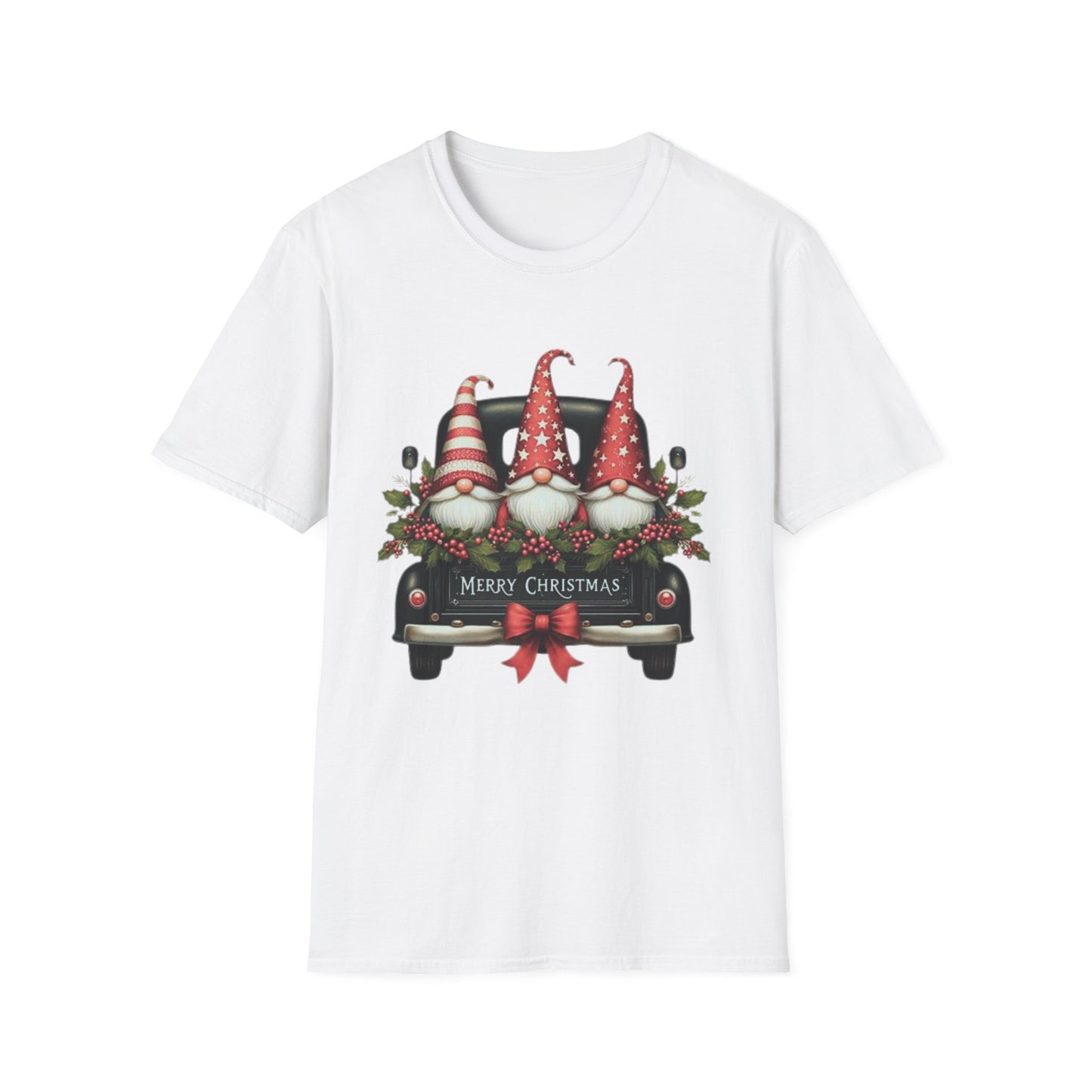 Merry Christmas Gnome T-Shirt | Unisex Softstyle Tee | Holiday Gift, Christmas Apparel, Gnome Lover Shirt, Festive Wear, Seasonal Top