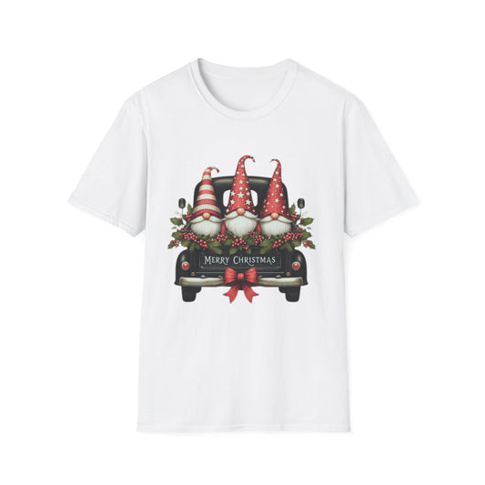 Merry Christmas Gnome T-Shirt | Unisex Softstyle Tee | Holiday Gift, Christmas Apparel, Gnome Lover Shirt, Festive Wear, Seasonal Top