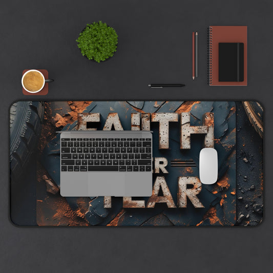 Faith Over Fear Desk Mat — Inspirational Christian Gaming Mouse Pad