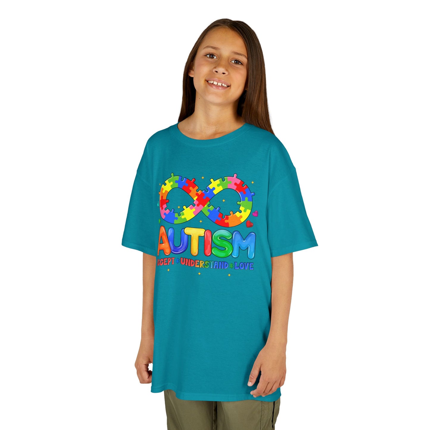 Colorful Autism Awareness Kids Tee, Bright Rainbow Tee, Support, Understand, Love, Gift for Autism Month, Kids Apparel