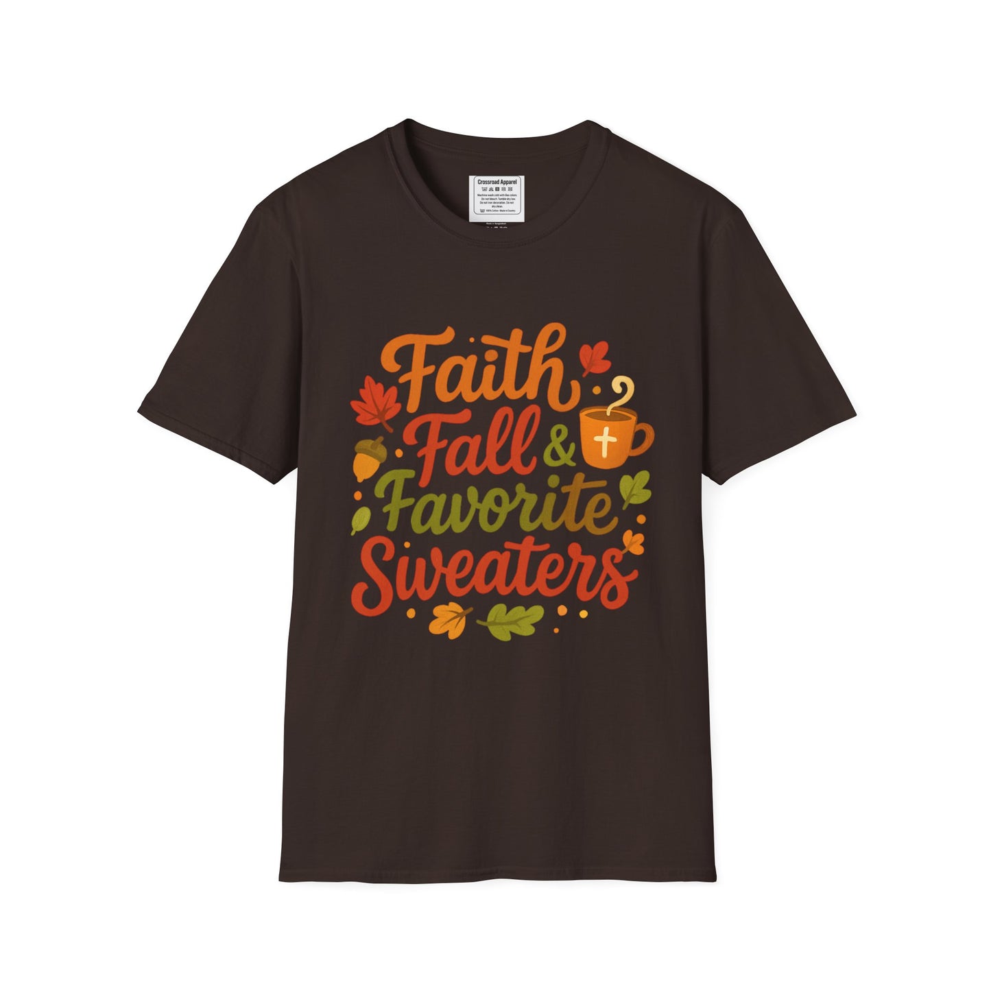 Autumn Faith Tee: Fall Favorite Sweaters, Unisex Softstyle T-Shirt, Thanksgiving Gift, Cozy Casual Wear, Faith-Based Apparel