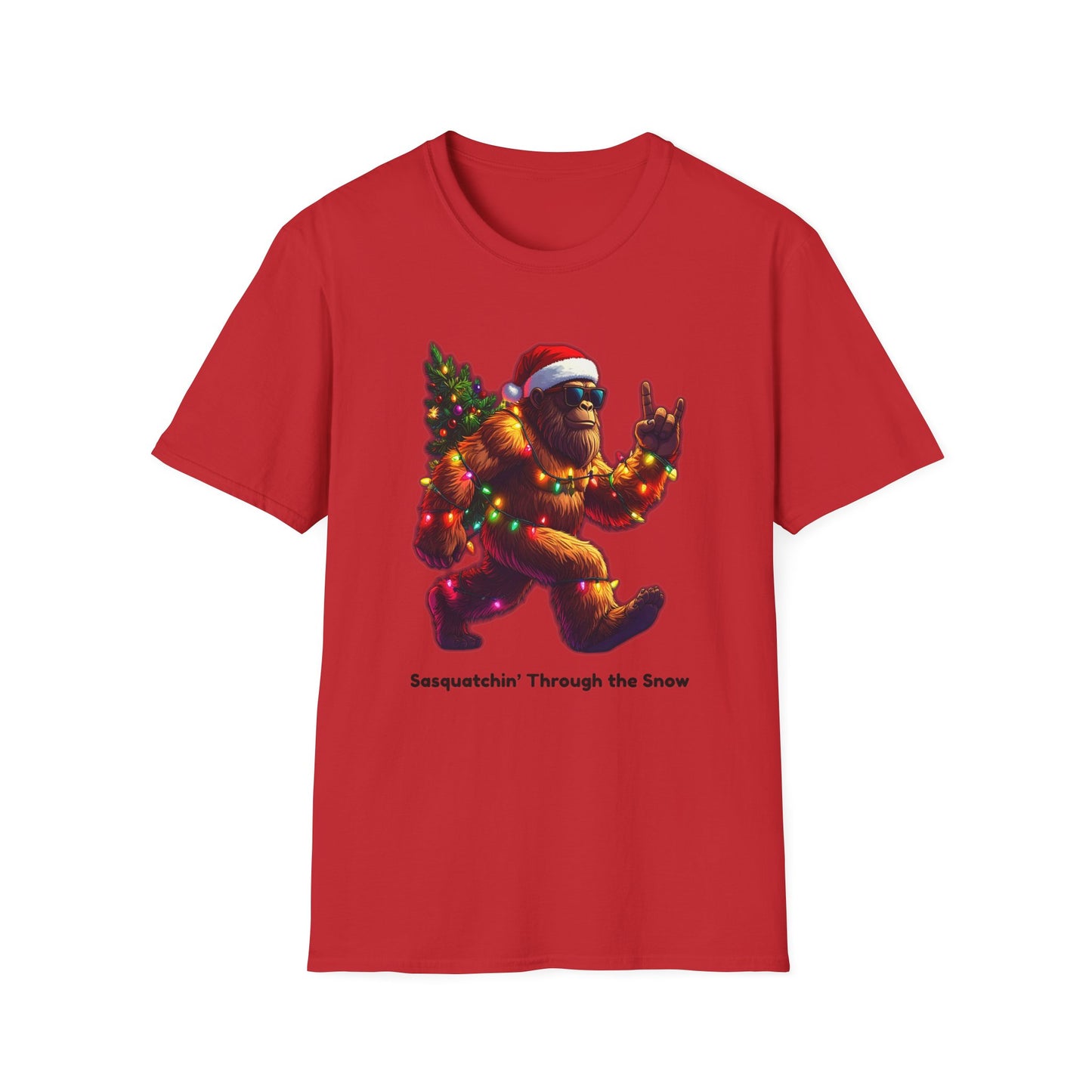 Sasquatch Christmas T-Shirt – “Sasquatchin’ Through the Snow” Holiday Tee
