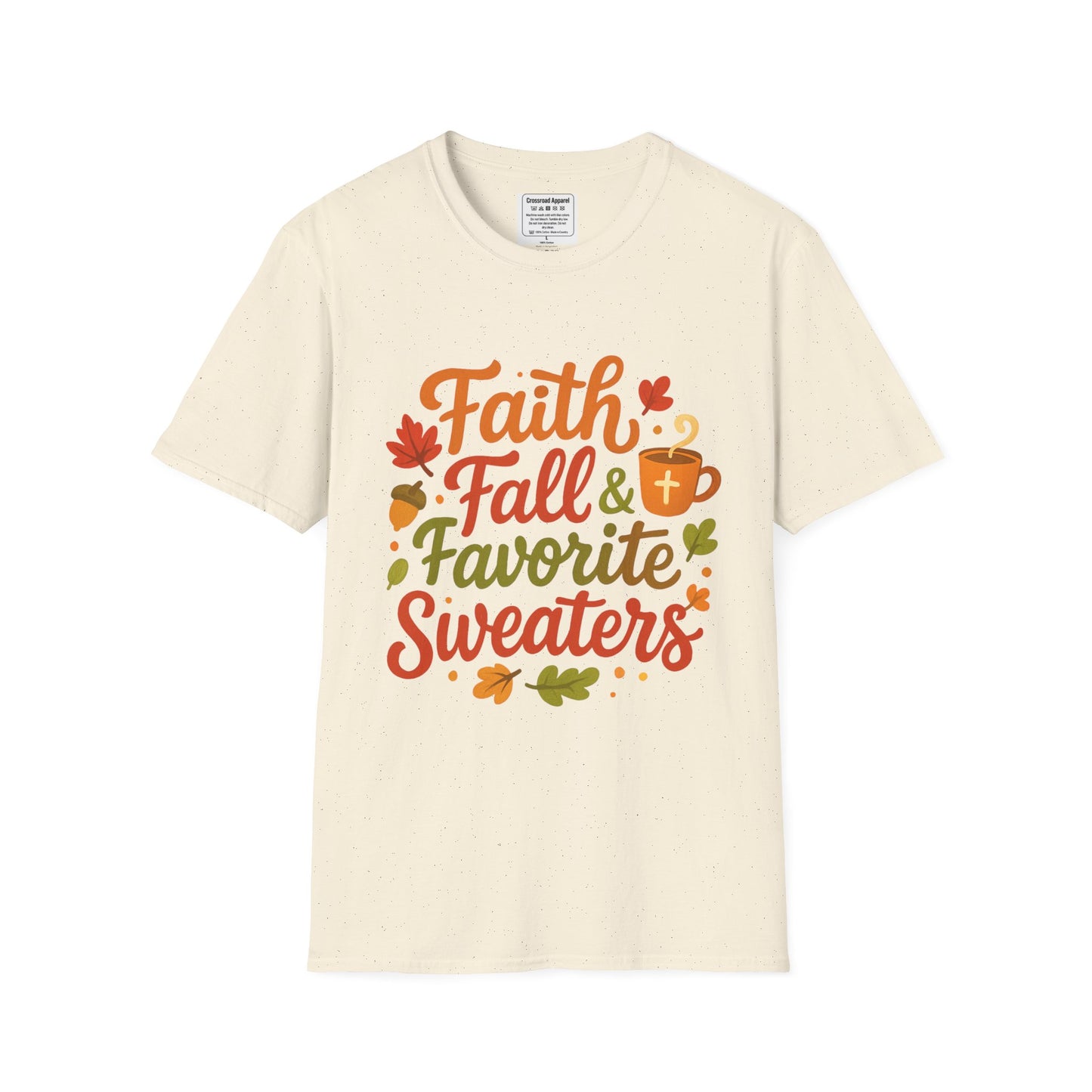 Autumn Faith Tee: Fall Favorite Sweaters, Unisex Softstyle T-Shirt, Thanksgiving Gift, Cozy Casual Wear, Faith-Based Apparel