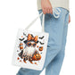 Whimsical Halloween Tote Bag, Spooky Ghost, Trick or Treat, Fall Accessories, Halloween Party Favor, Cute Autumn Decor
