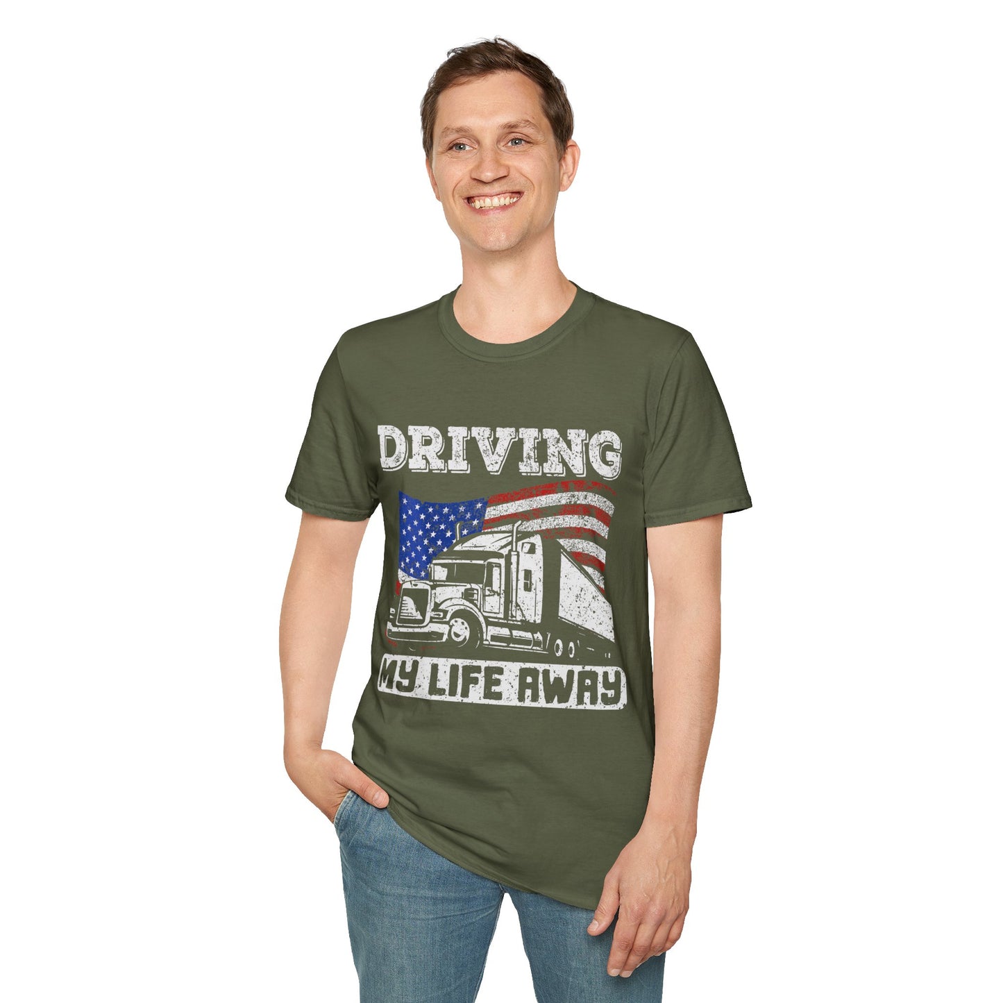 Trucker Life T-Shirt, Driving My Life Away Tee, Gift for Truck Drivers, Unisex Softstyle Shirt, Road Trip Apparel, Driving Enthusiast [...]