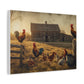 Rustic Morning Rooster Farm Matte Canvas Print