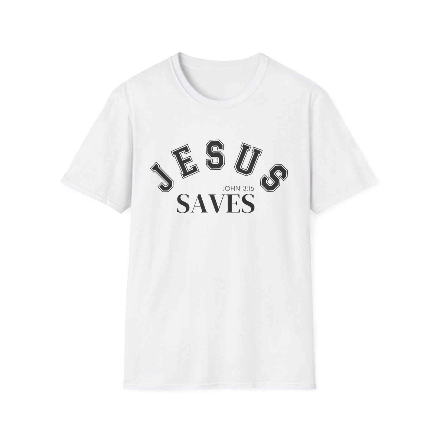 Jesus Saves Unisex Softstyle T-Shirt, Inspirational Graphic Tee, Christian Apparel, Faith-Based Gift, Casual Wear