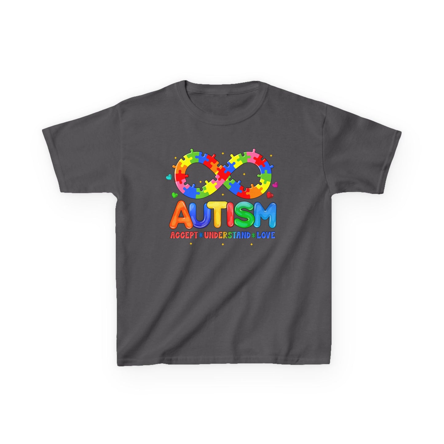 Colorful Autism Awareness Kids Tee, Bright Rainbow Tee, Support, Understand, Love, Gift for Autism Month, Kids Apparel