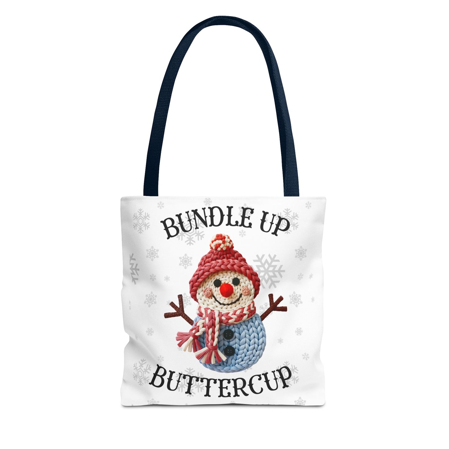Holiday Snowman Tote Bag — “Bundle Up Buttercup” Christmas Market Tote