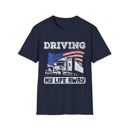 Trucker Life T-Shirt, Driving My Life Away Tee, Gift for Truck Drivers, Unisex Softstyle Shirt, Road Trip Apparel, Driving Enthusiast [...]