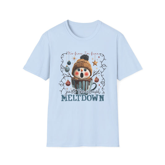 Meltdown Snowman Holiday T-Shirt — Cute 'It's Been A Meltdown' Christmas Tee