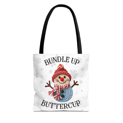 Holiday Snowman Tote Bag — “Bundle Up Buttercup” Christmas Market Tote