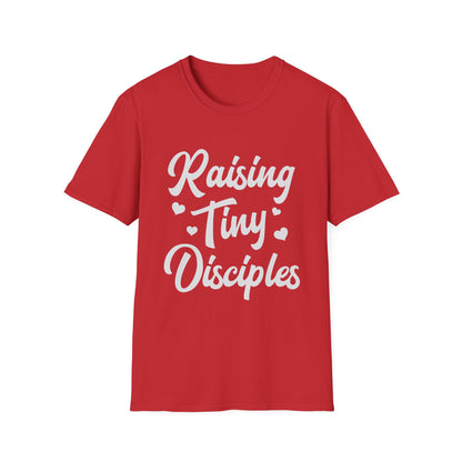 Raising Tiny Disciples Unisex Softstyle T-Shirt, Comfortable T-Shirt, Family Reunion Gift, Casual Wear, Faith-Based Apparel, Cute Kids Theme