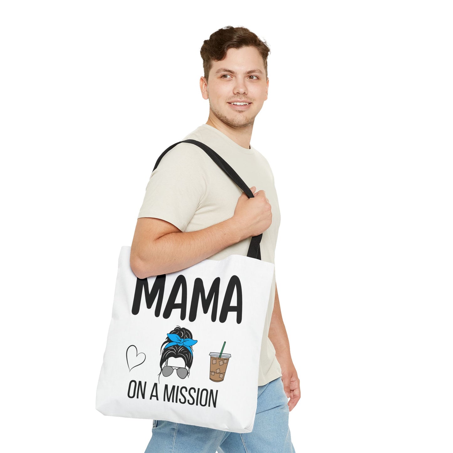 Mama On A Mission Tote Bag – Cute Coffee Mom Graphic Tote