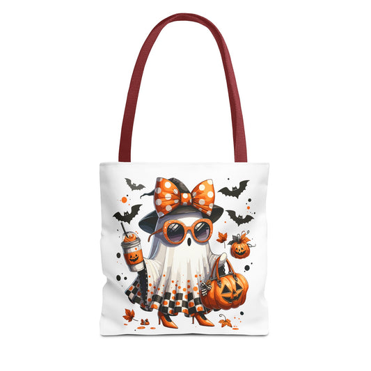 Whimsical Halloween Tote Bag, Spooky Ghost, Trick or Treat, Fall Accessories, Halloween Party Favor, Cute Autumn Decor