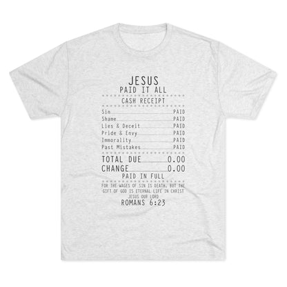 Inspirational Faith Crew Tee - Jesus Paid It All Design