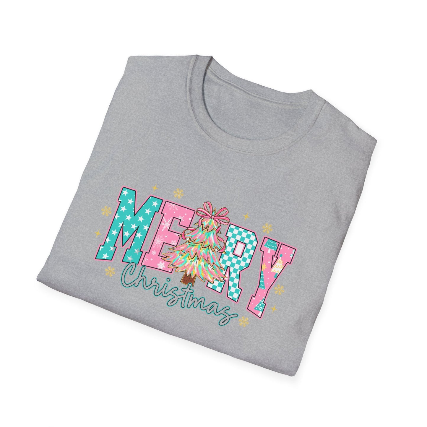 Merry Christmas Unisex Softstyle T-Shirt, Holiday Tee, Christmas Shirt, Festive Apparel, Gift for Him and Her