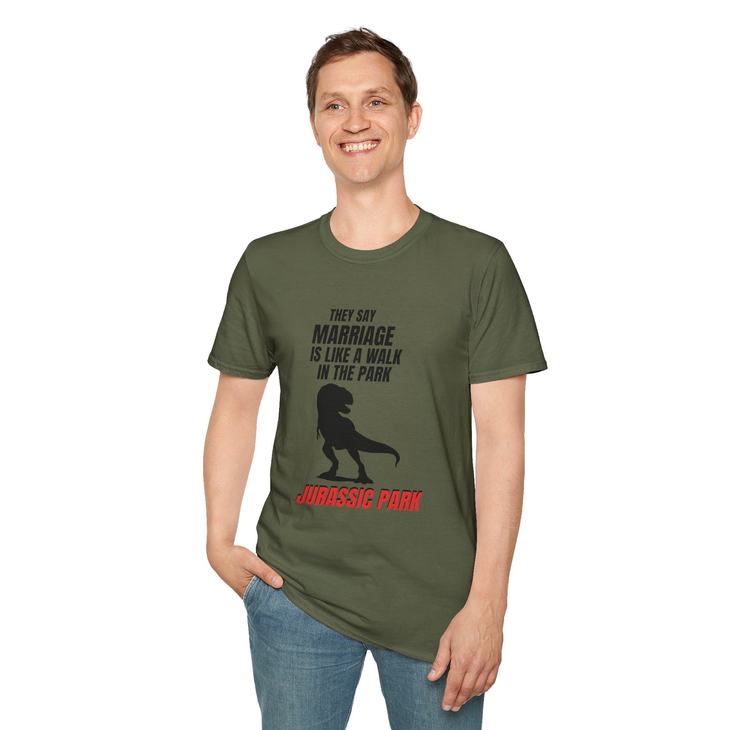 Jurassic Park T‑Shirt – "They Say Marriage Is Like a Walk in the Park" Dinosaur Humor Tee