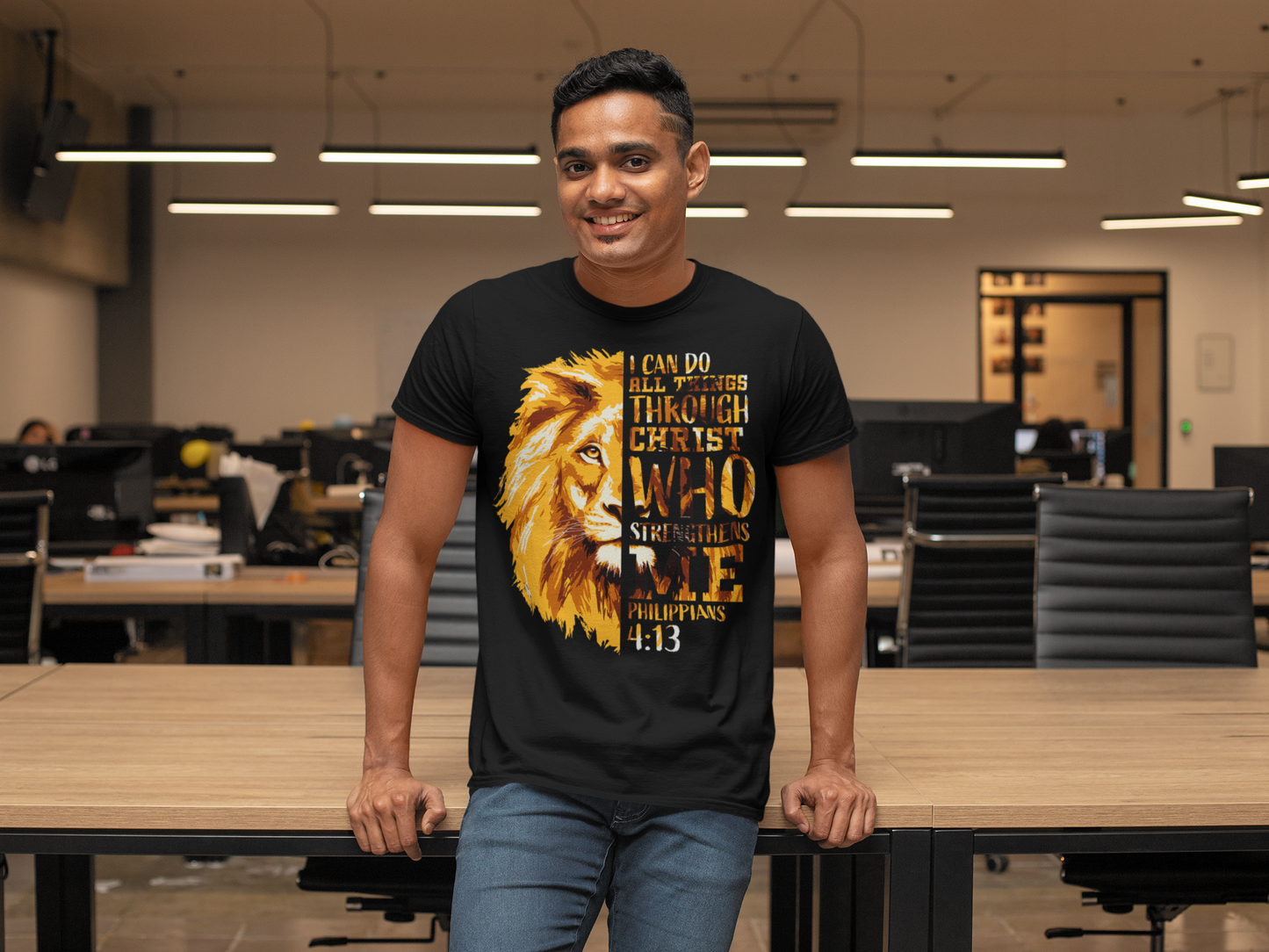 Inspirational Lion T-Shirt - Empowering Scripture Tee, Faith-Based Apparel, Motivational Gift for Men & Women, Christian Clothing