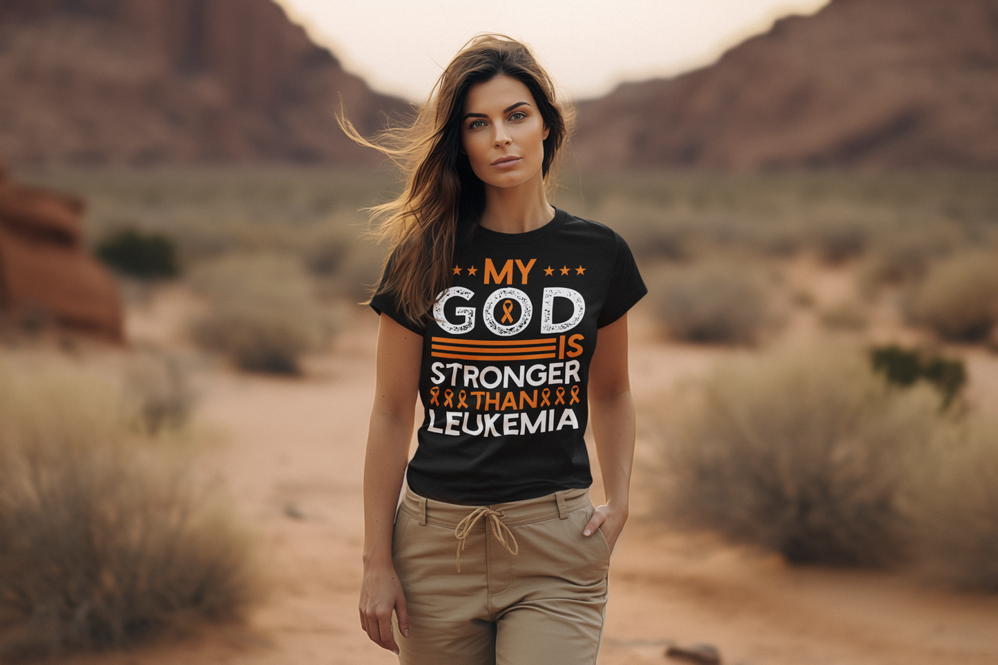 Empowering Unisex T-Shirt, Support Leukemia Awareness, God is Stronger Graphic Tee, Inspirational Quote Shirt, Gift for Faith
