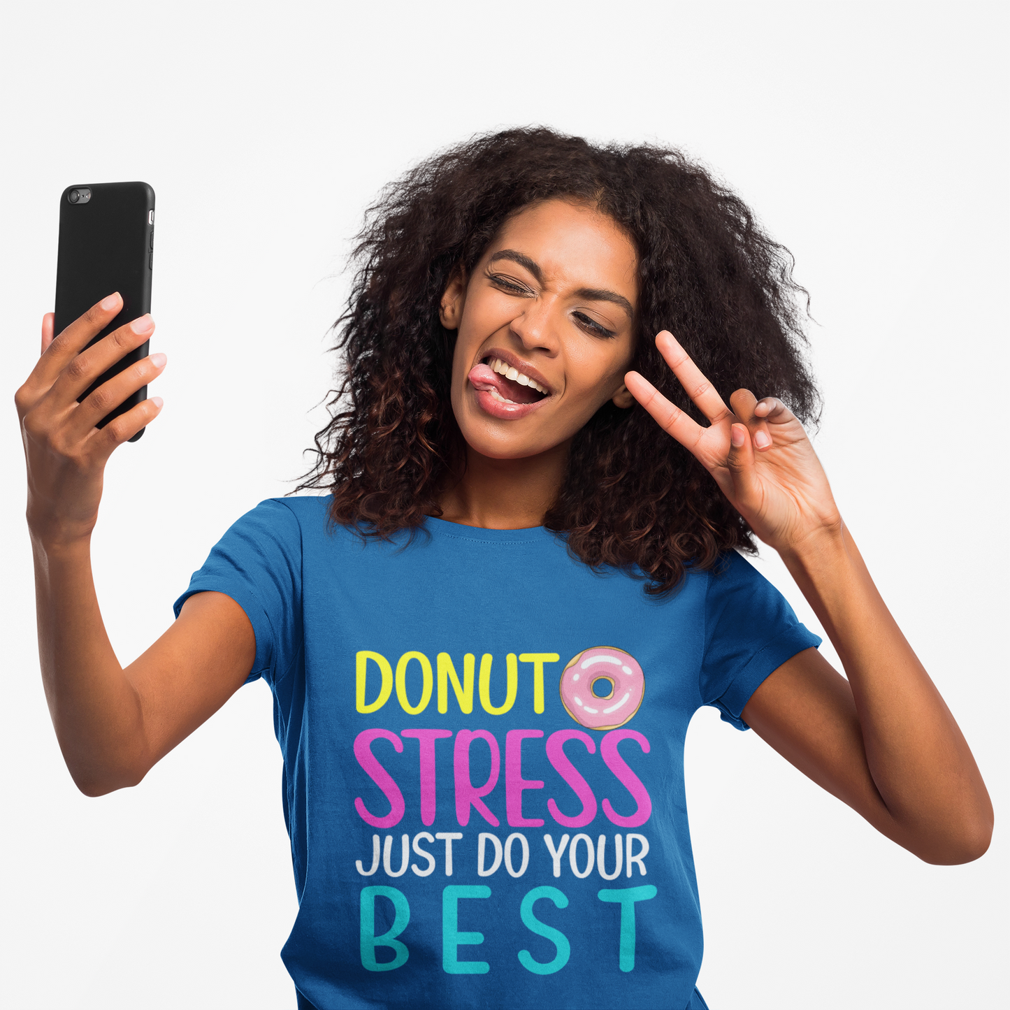 Donut Stress Just Do Your Best T-Shirt | Funny Unisex Tee for Everyday Wear, Gifts for Friends, Motivational Apparel, Casual Comfort