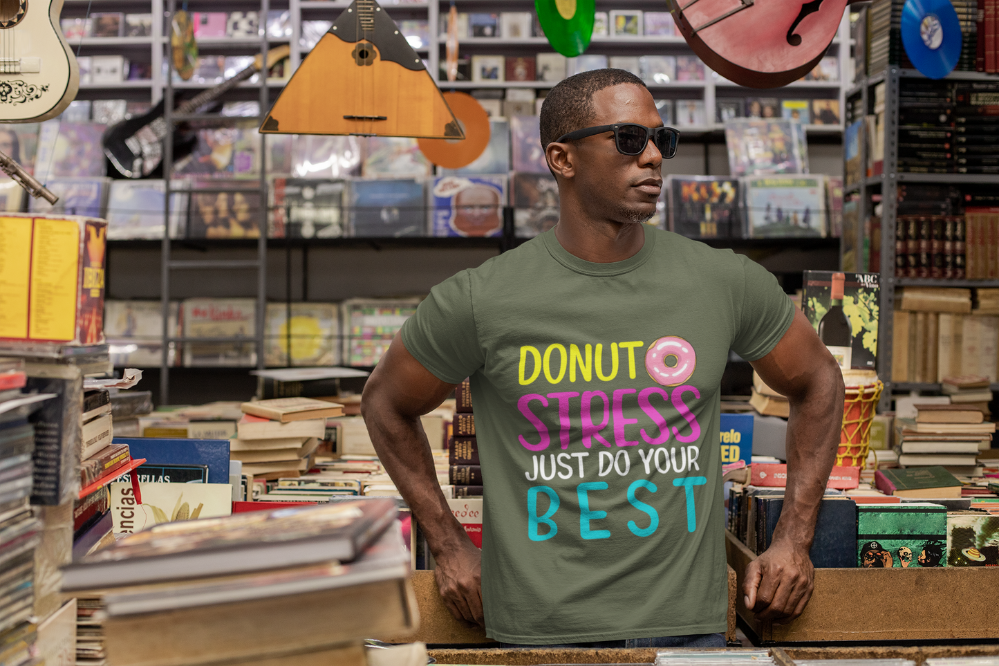 Donut Stress Just Do Your Best T-Shirt | Funny Unisex Tee for Everyday Wear, Gifts for Friends, Motivational Apparel, Casual Comfort
