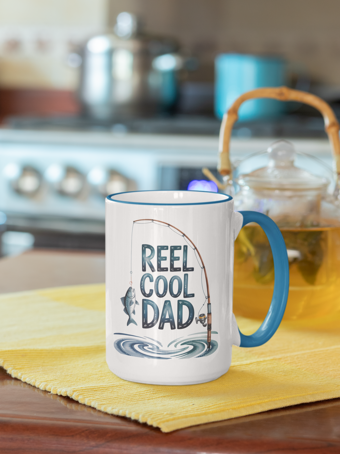 Fishing 'Reel Cool Dad' Accent Coffee Mug – Fishing Dad Gift (11/15oz)