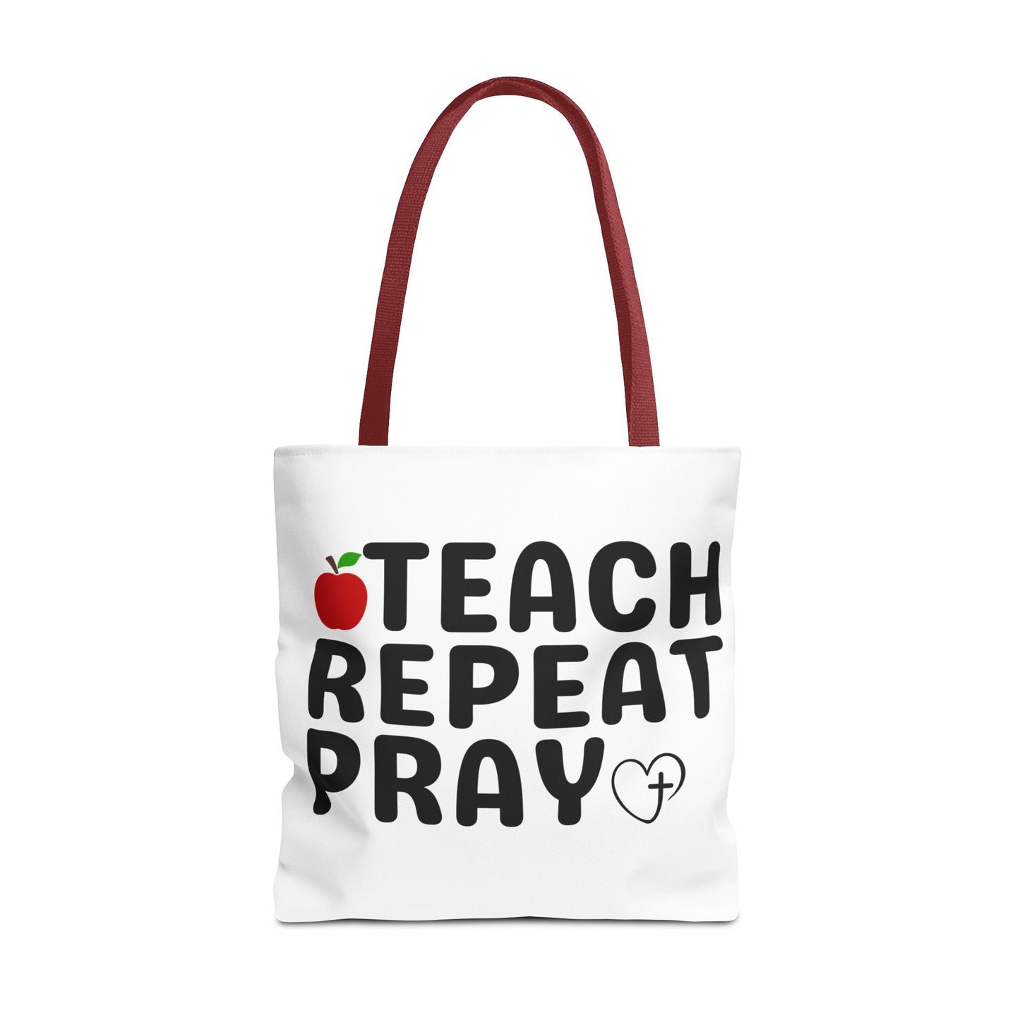 Teach Repeat Pray Tote Bag — Christian Teacher Gift Canvas Grocery Tote