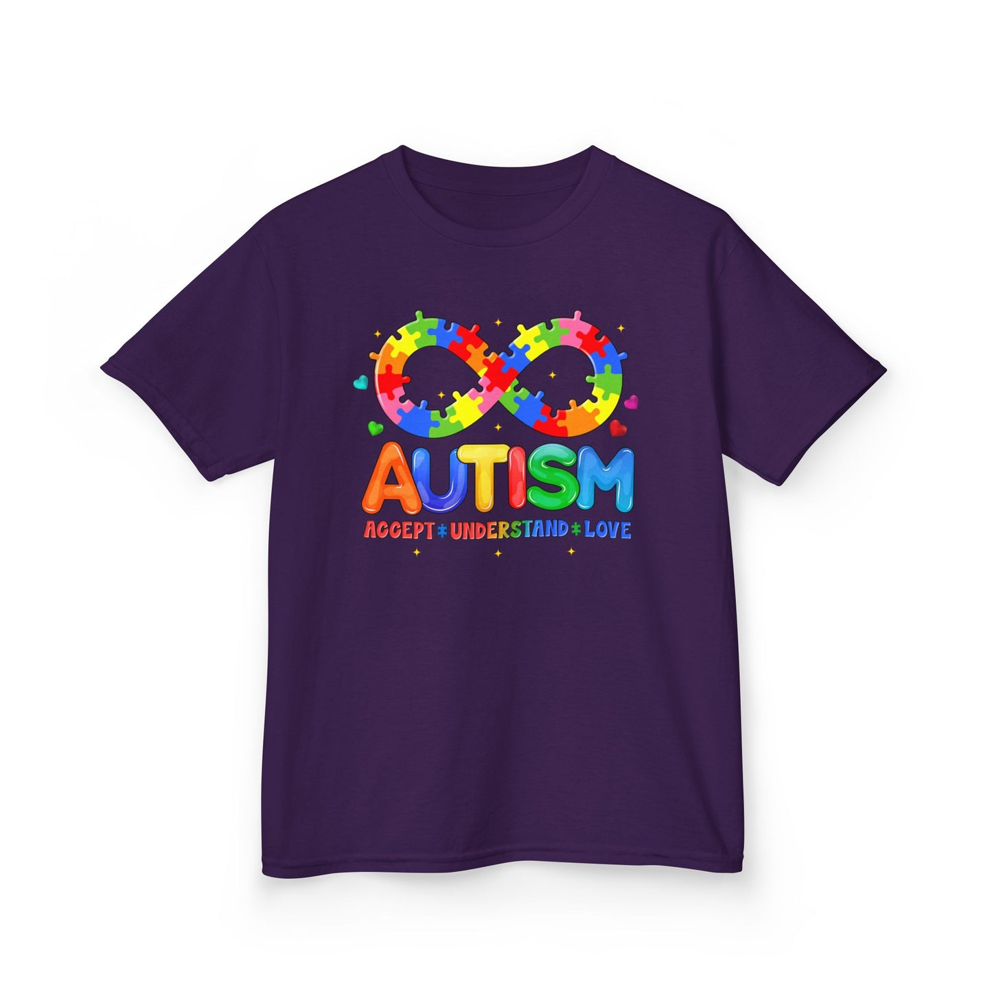 Colorful Autism Awareness Kids Tee, Bright Rainbow Tee, Support, Understand, Love, Gift for Autism Month, Kids Apparel