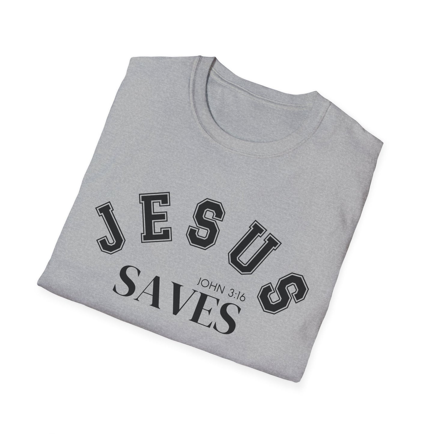 Jesus Saves Unisex Softstyle T-Shirt, Inspirational Graphic Tee, Christian Apparel, Faith-Based Gift, Casual Wear