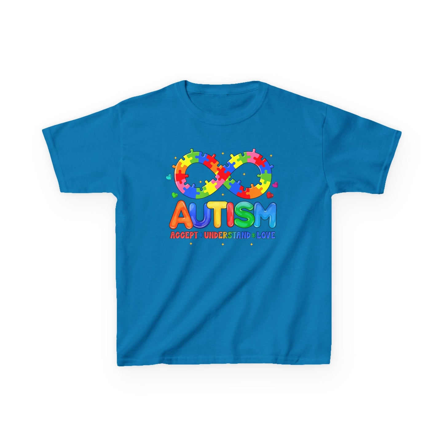 Colorful Autism Awareness Kids Tee, Bright Rainbow Tee, Support, Understand, Love, Gift for Autism Month, Kids Apparel