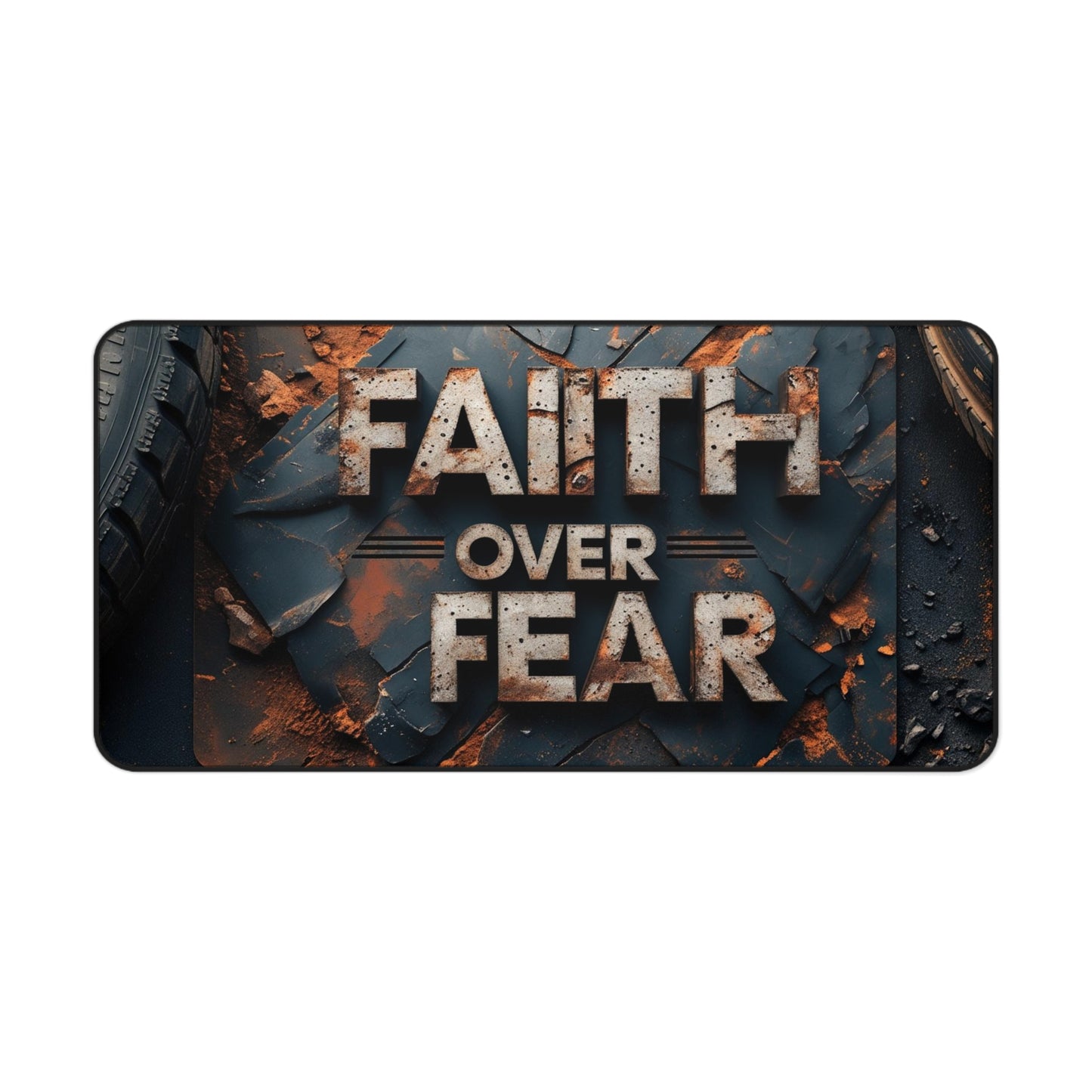Faith Over Fear Desk Mat — Inspirational Christian Gaming Mouse Pad