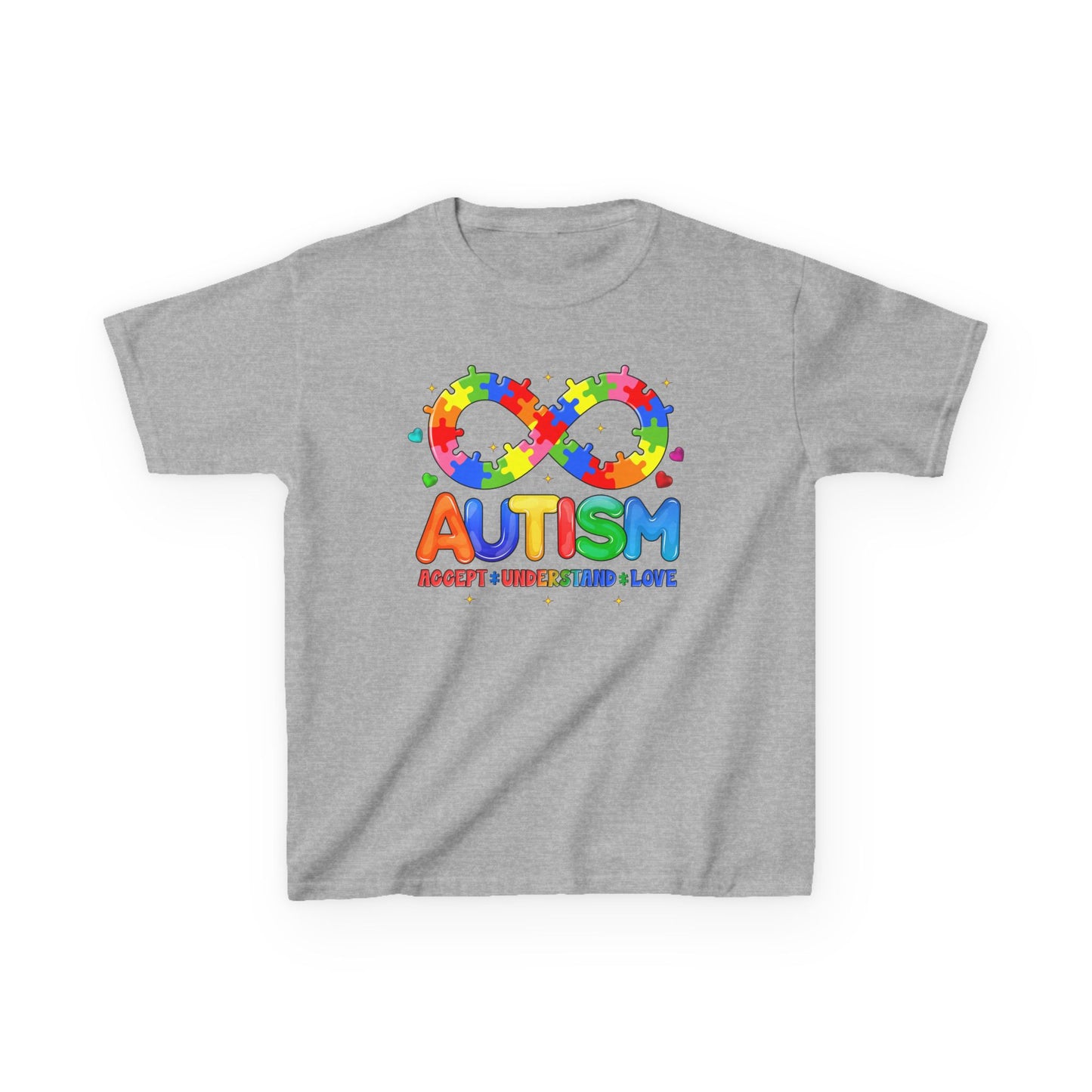 Colorful Autism Awareness Kids Tee, Bright Rainbow Tee, Support, Understand, Love, Gift for Autism Month, Kids Apparel
