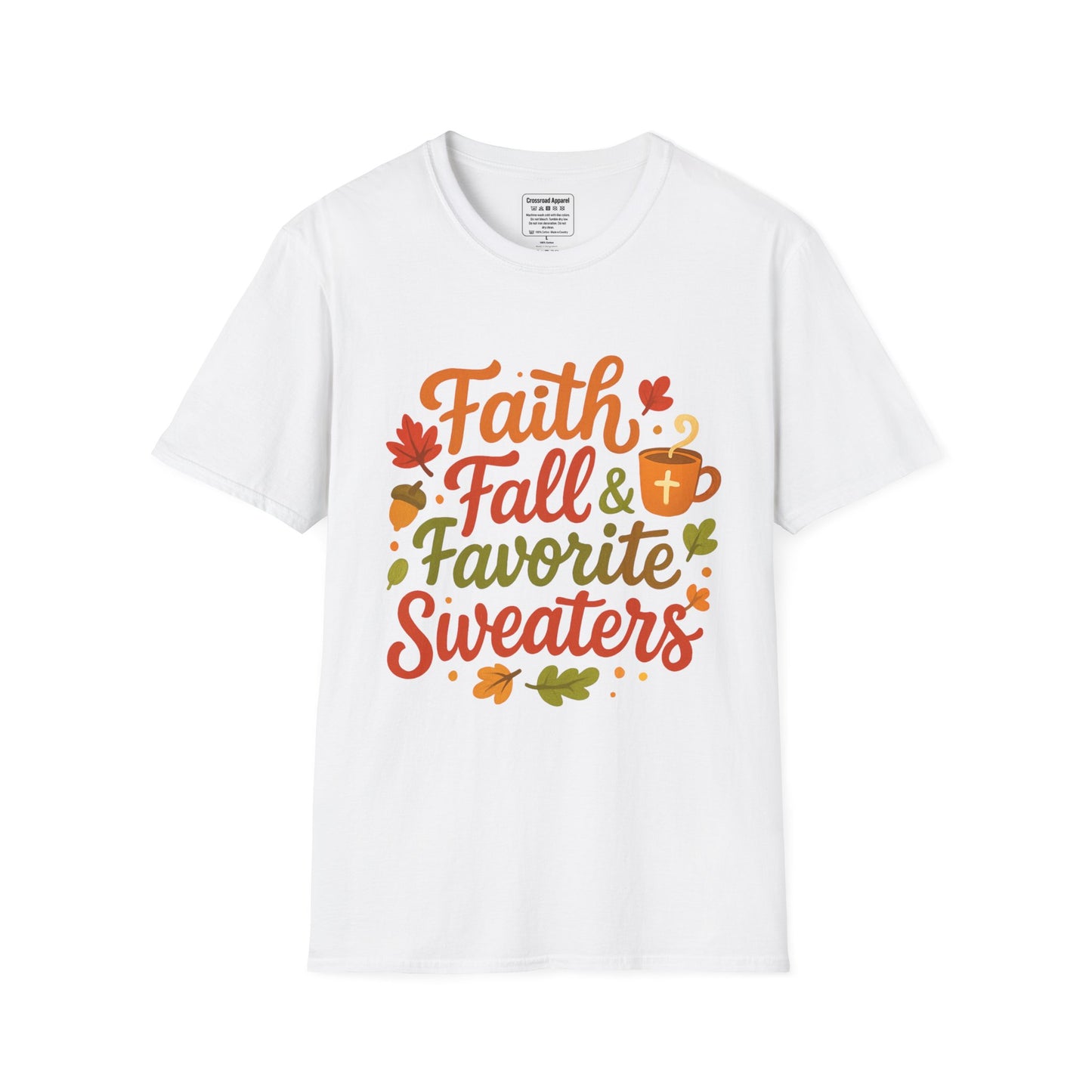 Autumn Faith Tee: Fall Favorite Sweaters, Unisex Softstyle T-Shirt, Thanksgiving Gift, Cozy Casual Wear, Faith-Based Apparel