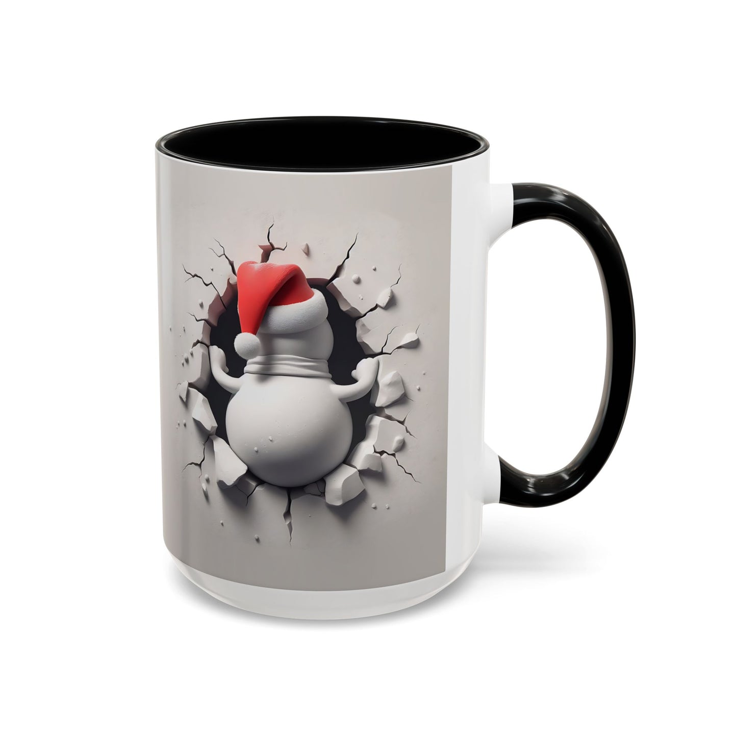 Santa Snowman Breaking Wall Coffee Mug