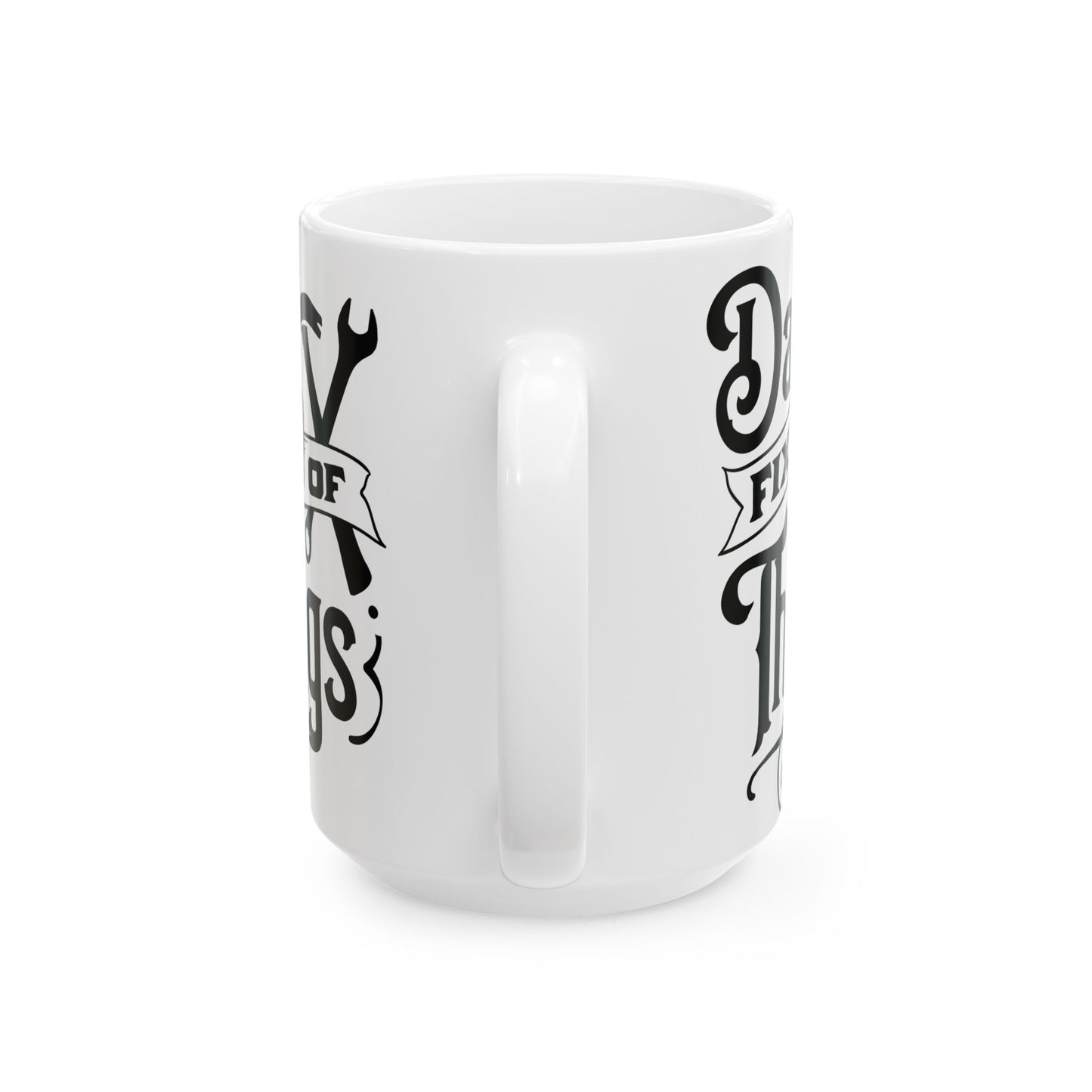 Dad Fixes Things Ceramic Mug — 'Dad Fixes Things' Tool Graphic Coffee Cup