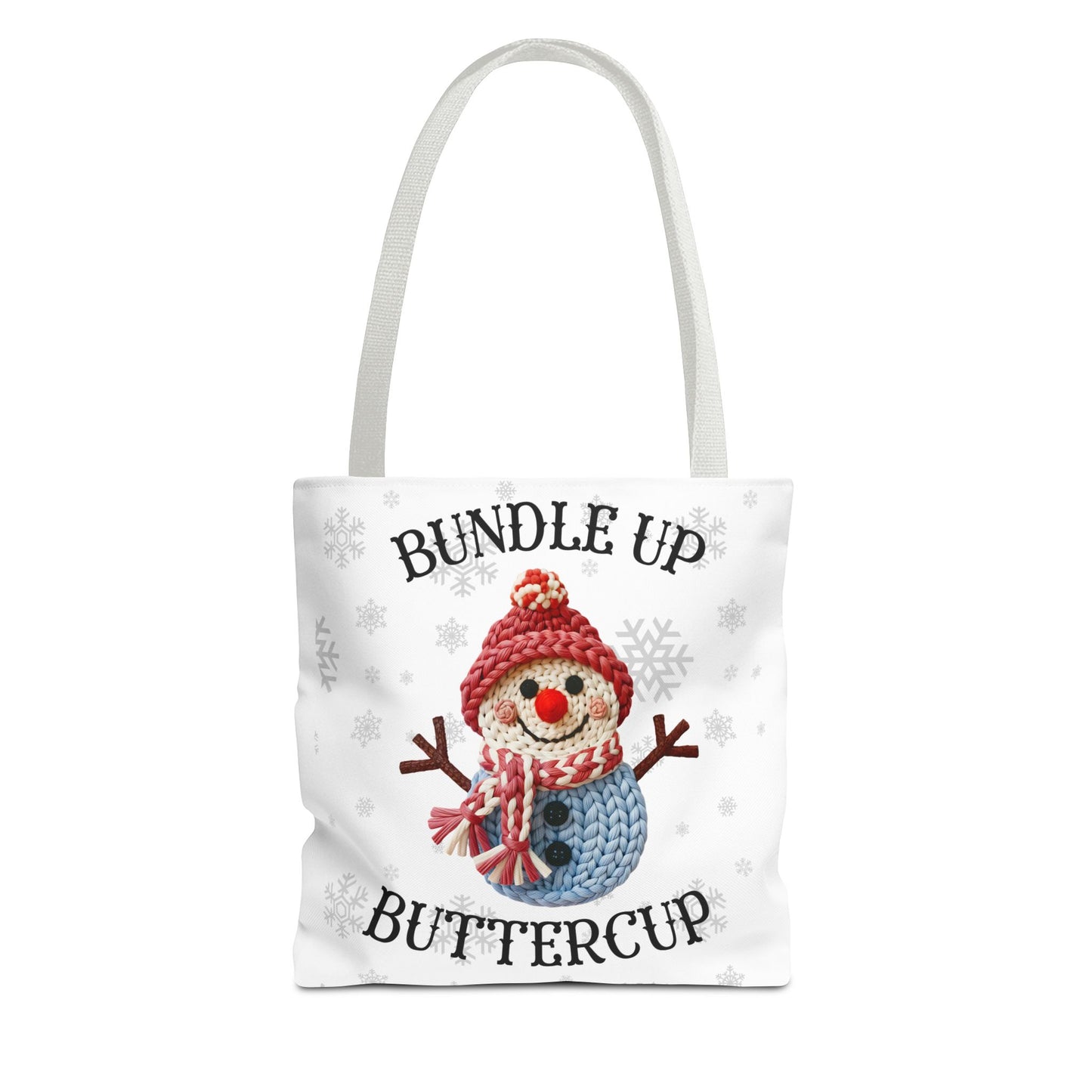 Holiday Snowman Tote Bag — “Bundle Up Buttercup” Christmas Market Tote