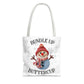 Holiday Snowman Tote Bag — “Bundle Up Buttercup” Christmas Market Tote