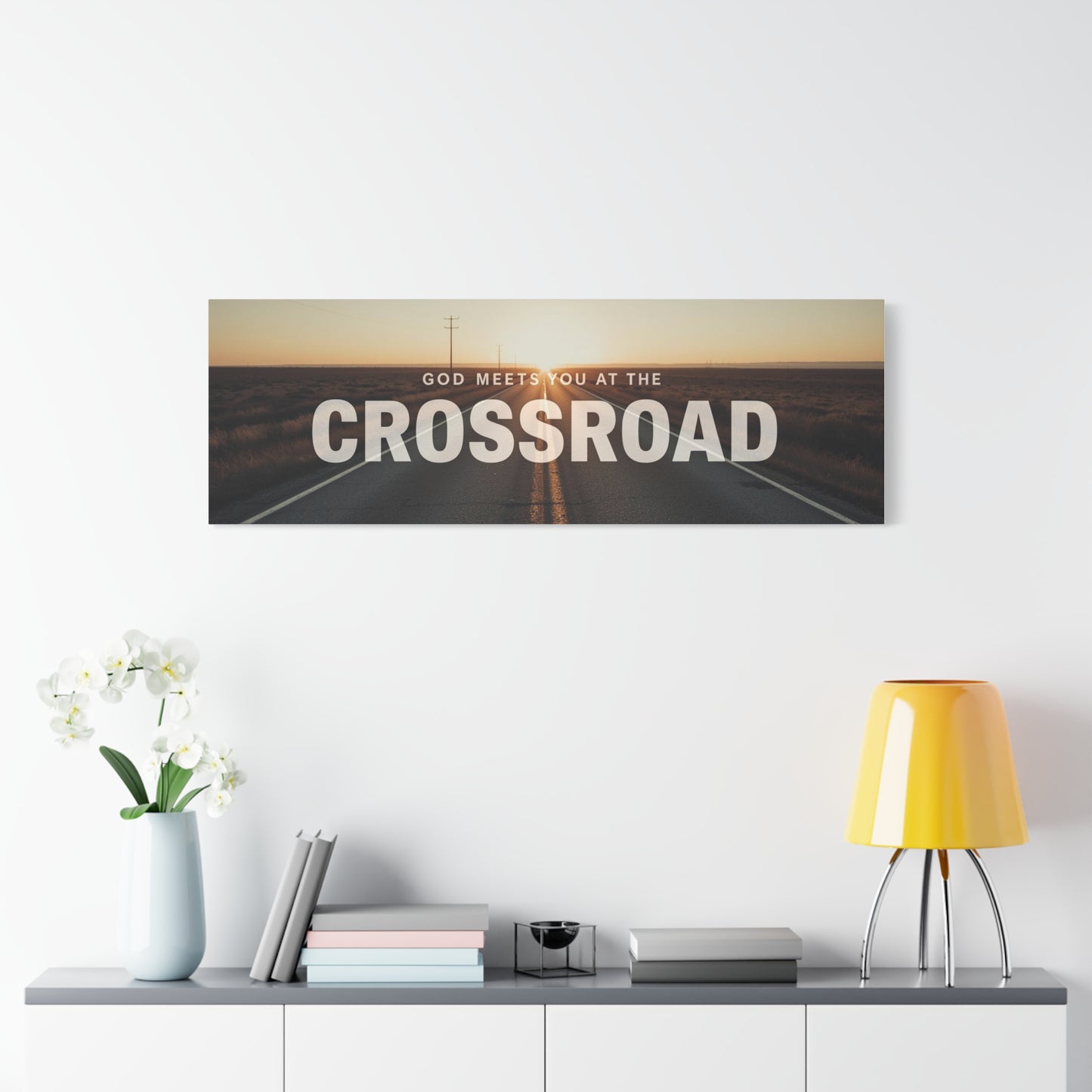 Crossroad Inspirational Canvas Wall Art — "God Meets You at the Crossroad" Matte Stretched Print
