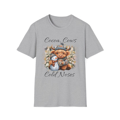 Cocoa Cows Cold Noses T-Shirt | Winter Apparel, Holiday Gift, Cute Animal Tee, Cow Lovers, Cozy Style